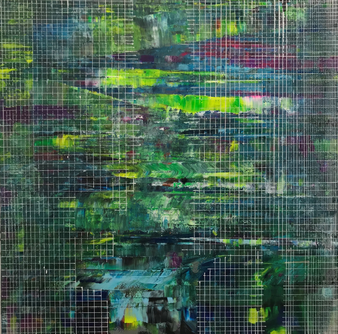 Line up screens 150x50” acrylic on canvas