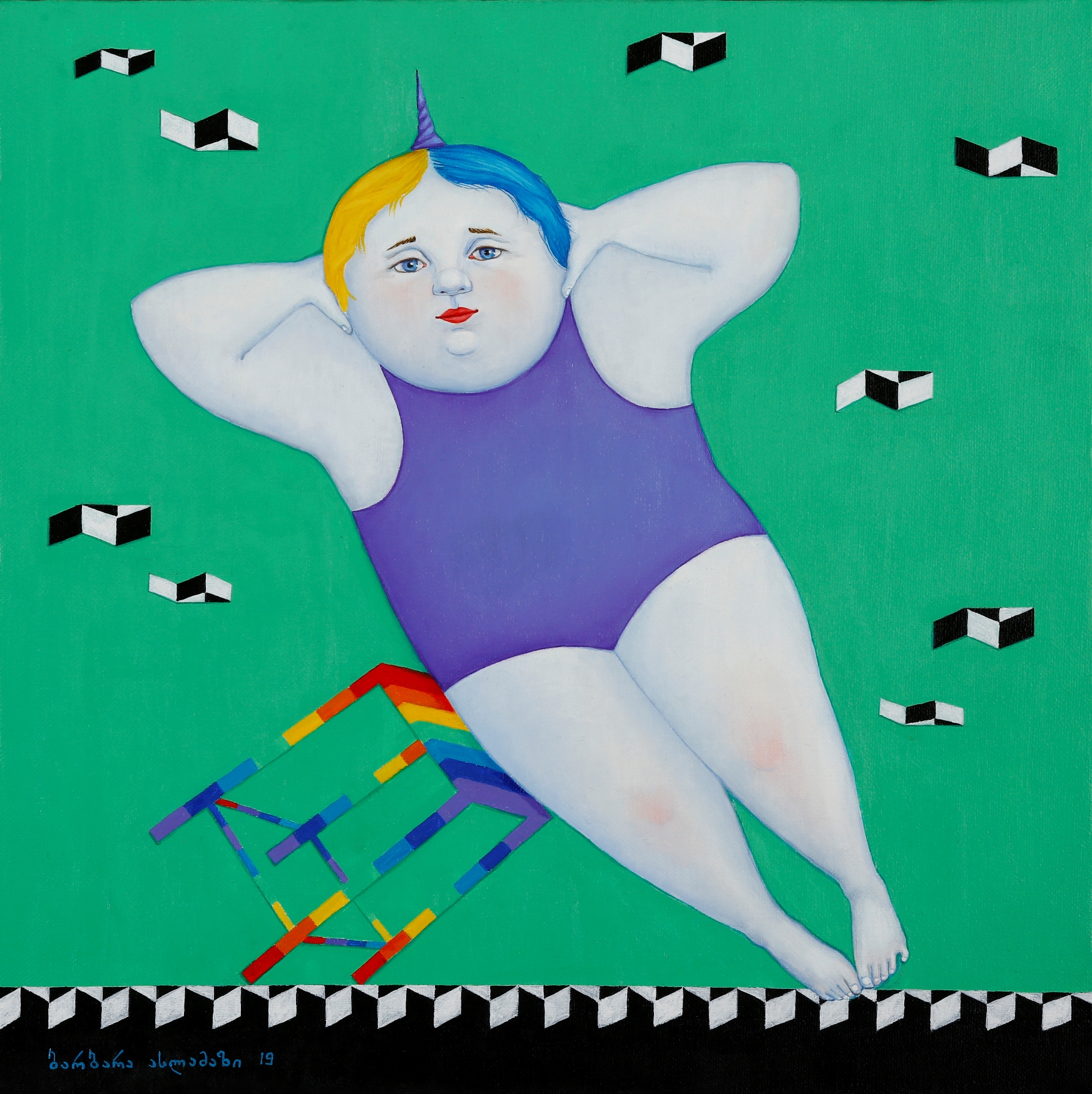 UnicornNorah40x40Acrylic;oilOnCanvas