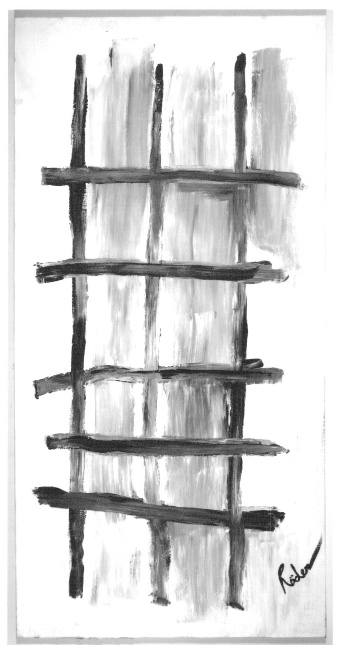 350.Roeder Dialog1Acrylic on canvas, ripped, 60” x 30” 2002